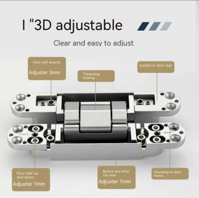 Sessiz Hinge 180 3D Düzenlenebilir Gizli Hinge Derecesi Ağır Güçlü Katlanabilir Kapı