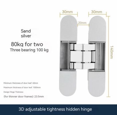 Sessiz Hinge 180 3D Düzenlenebilir Gizli Hinge Derecesi Ağır Güçlü Katlanabilir Kapı